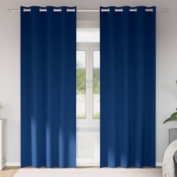 Tende Blackout con Anelli 2 pz Blu Scuro 225 x 140 cm