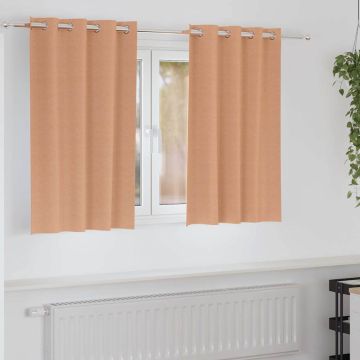 Tende Blackout con Anelli 2 pz Marrone Chiaro 140 x 140 cm