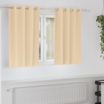 Tende Blackout con Anelli 2 pz Crema 140 x 140 cm Poliestere