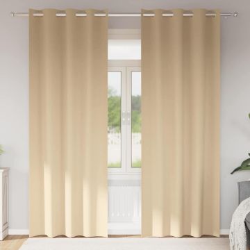 Tende Blackout con Anelli 2 pz Crema 260 x 140 cm Poliestere