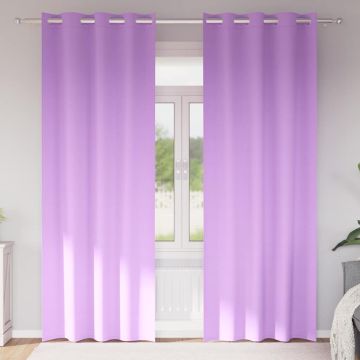 Tende Blackout con Anelli 2 pz Viola 225 x 140 cm Poliestere