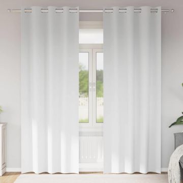 Tende Blackout con Anelli 2 pz Bianco Puro 260 x 140 cm