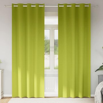 Tende Blackout con Anelli 2 pz Verde 260 x 140 cm Poliestere