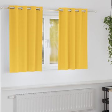 Tende Blackout con Anelli 2 pz Giallo Senape 140 x 140 cm