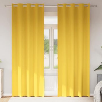 Tende Blackout con Anelli 2 pz Giallo Senape 245 x 140 cm