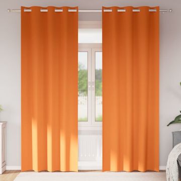 Tende Blackout con Anelli 2 pz Arancione Vivo 225 x 140 cm
