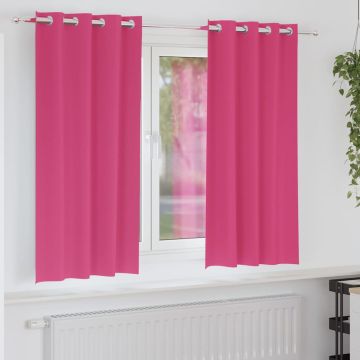 Tende Blackout con Anelli 2 pz Rosa Vivo 175 x 140 cm
