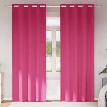 Tende Blackout con Anelli 2 pz Rosa Vivo 225 x 140 cm