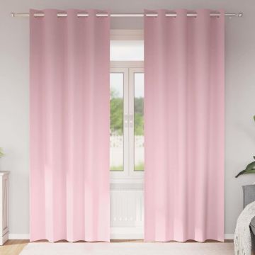 Tende Blackout con Anelli 2 pz Rosa baby 260 x 140 cm