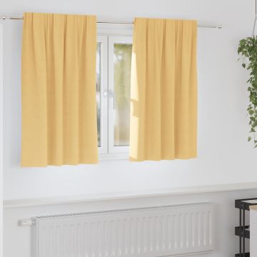 Tende Blackout con Anelli 2 pz Beige 140 x 140 cm Poliestere