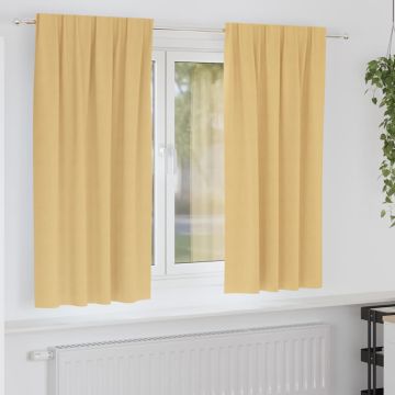 Tende Blackout con Anelli 2 pz Beige 175 x 140 cm Poliestere