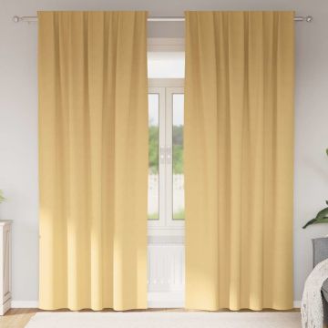 Tende Blackout con Anelli 2 pz Beige 260 x 140 cm Poliestere