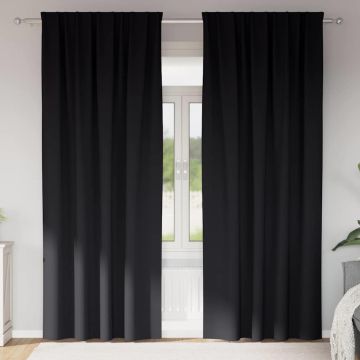 Tende Blackout con Anelli 2 pz Nero 245 x 140 cm Poliestere
