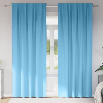 Tende Blackout con Anelli 2 pz Azzurro 225 x 140 cm Poliestere