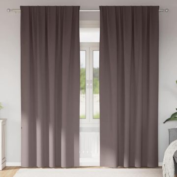 Tende Blackout con Anelli 2 pz Marrone Scuro 260 x 140 cm