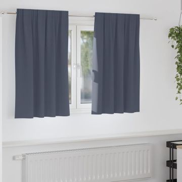 Tende Blackout con Anelli 2 pz Antracite 140 x 140 cm