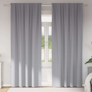 Tende Blackout con Anelli 2 pz Grigio Chiaro 245 x 140 cm