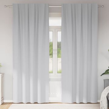Tende Blackout con Anelli 2 pz Grigio Chiaro 245 x 140 cm