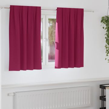 Tende Blackout con Anelli 2 pz Rosso Vino 140 x 140 cm