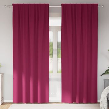 Tende Blackout con Anelli 2 pz Rosso Vino 245 x 140 cm