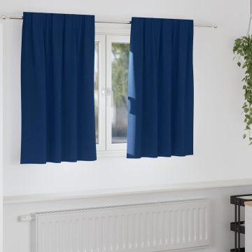 Tende Blackout con Anelli 2 pz Blu Scuro 140 x 140 cm