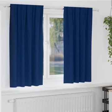 Tende Blackout con Anelli 2 pz Blu Scuro 175 x 140 cm