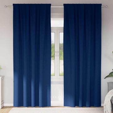 Tende Blackout con Anelli 2 pz Blu Scuro 225 x 140 cm
