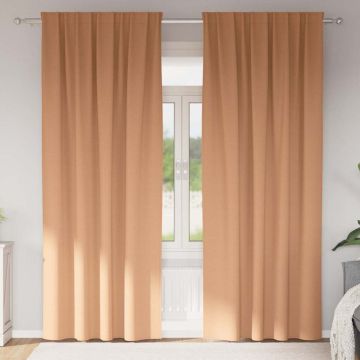 Tende Blackout con Anelli 2 pz Marrone Chiaro 260 x 140 cm