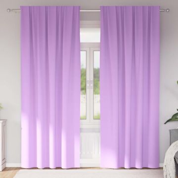 Tende Blackout con Anelli 2 pz Viola 225 x 140 cm Poliestere