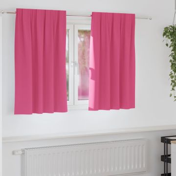 Tende Blackout con Anelli 2 pz Rosa Vivo 140 x 140 cm