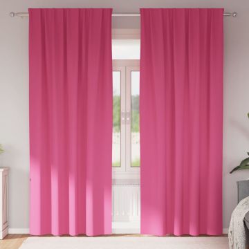 Tende Blackout con Anelli 2 pz Rosa Vivo 245 x 140 cm