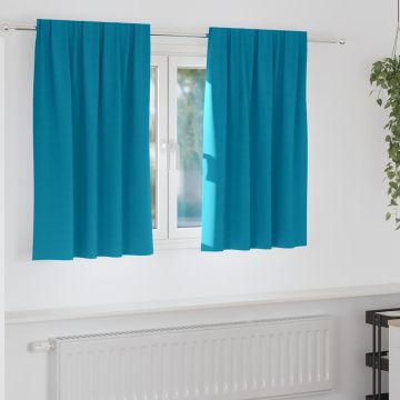 Tende Blackout con Anelli 2 pz Turchese 140 x 140 cm Poliestere