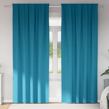 Tende Blackout con Anelli 2 pz Turchese 245 x 140 cm Poliestere
