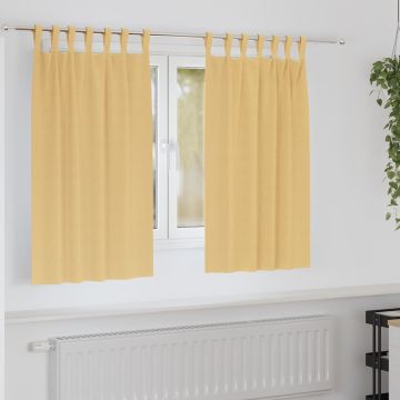 Tende Blackout con Anelli 2 pz Beige 140 x 140 cm Poliestere