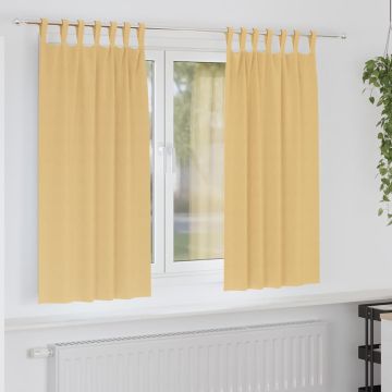 Tende Blackout con Anelli 2 pz Beige 175 x 140 cm Poliestere