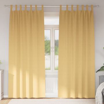 Tende Blackout con Anelli 2 pz Beige 245 x 140 cm Poliestere