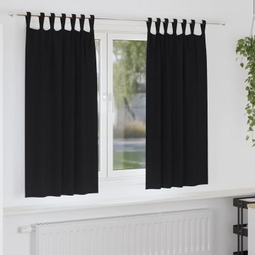 Tende Blackout con Anelli 2 pz Nero 175 x 140 cm Poliestere