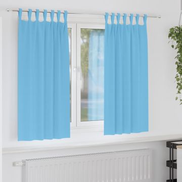 Tende Blackout con Anelli 2 pz Azzurro 175 x 140 cm Poliestere