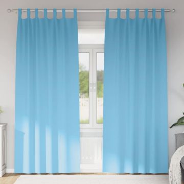 Tende Blackout con Anelli 2 pz Azzurro 260 x 140 cm Poliestere