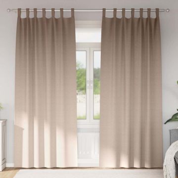 Tende Blackout con Anelli 2 pz Tortora 260 x 140 cm Poliestere