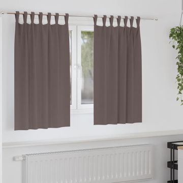 Tende Blackout con Anelli 2 pz Marrone Scuro 140 x 140 cm