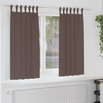 Tende Blackout con Anelli 2 pz Marrone Scuro 175 x 140 cm