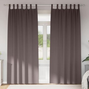 Tende Blackout con Anelli 2 pz Marrone Scuro 225 x 140 cm