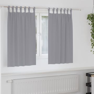 Tende Blackout con Anelli 2 pz Grigio Chiaro 140 x 140 cm