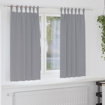 Tende Blackout con Anelli 2 pz Grigio Chiaro 175 x 140 cm