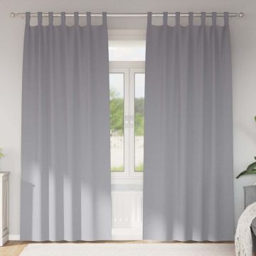 Tende Blackout con Anelli 2 pz Grigio Chiaro 245 x 140 cm