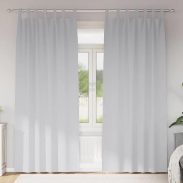Tende Blackout con Anelli 2 pz Grigio Chiaro 225 x 140 cm