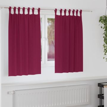 Tende Blackout con Anelli 2 pz Rosso Vino 140 x 140 cm