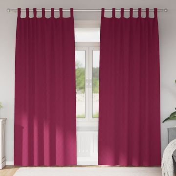 Tende Blackout con Anelli 2 pz Rosso Vino 260 x 140 cm