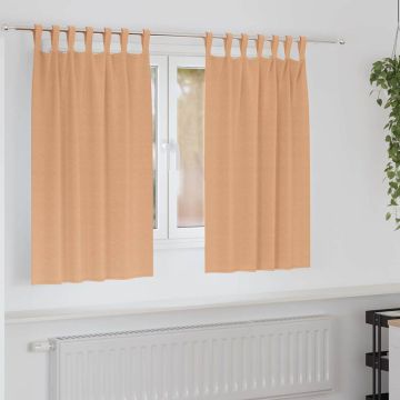 Tende Blackout con Anelli 2 pz Marrone Chiaro 140 x 140 cm
